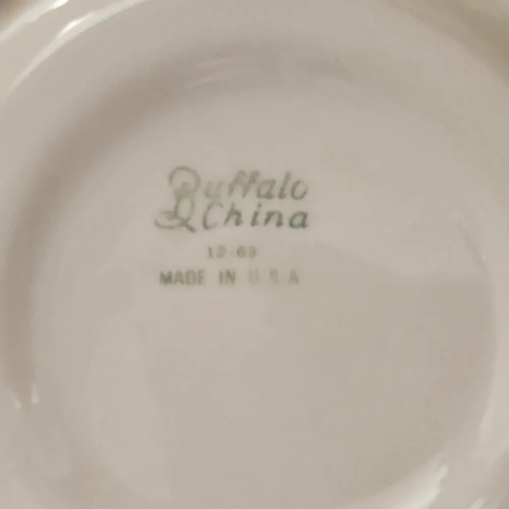Buffalo China Green Stripe Restaurant Ware Saucers Set of 4 Vintage USA